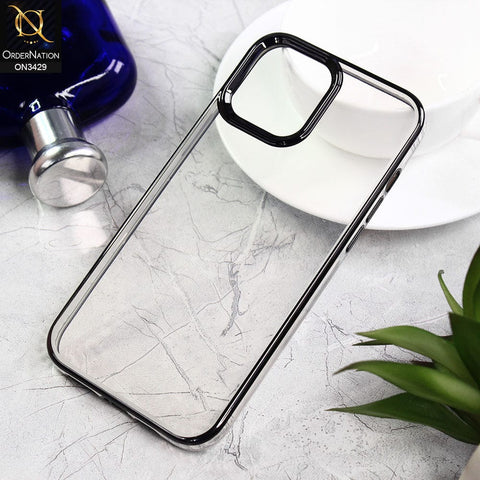 iPhone 11 Pro Max Cover - Black - Soft Silicone Color Edge Border Transparent Case