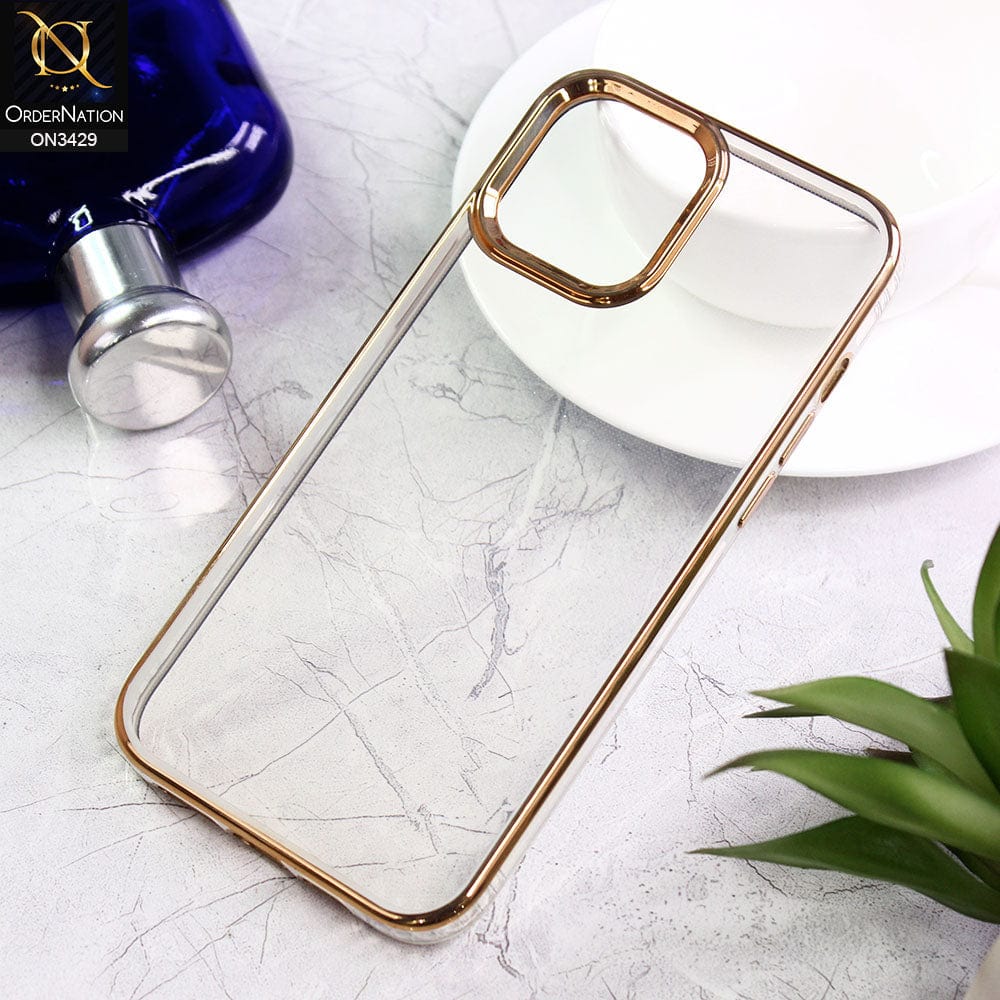 iPhone 11 Pro Max Cover - Golden - Soft Silicone Color Edge Border Transparent Case