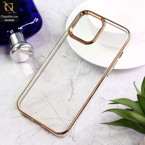 iPhone 13 Pro Max Cover - Golden - Soft Silicone Color Edge Border Transparent Case