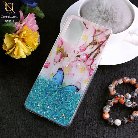 Samsung Galaxy M02s Cover - Design 2 - New Floral Spring Bling Series Soft Tpu Case ( Glitter Does not Move )