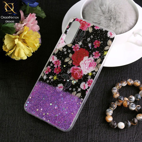 Samsung Galaxy A50 Cover - Design 1 - New Floral Spring Bling Series Soft Tpu Case ( Glitter Does not Move )