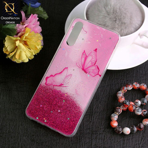 Samsung Galaxy A30s Cover - Design 3 - New Floral Spring Bling Series Soft Tpu Case ( Glitter Does not Move )
