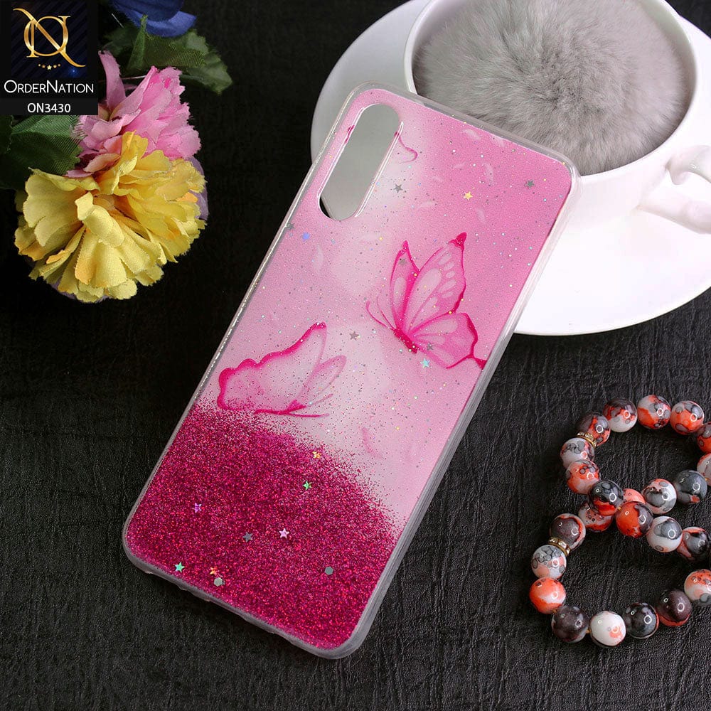 Samsung Galaxy A50s Cover - Design 3 - New Floral Spring Bling Series Soft Tpu Case ( Glitter Does not Move )