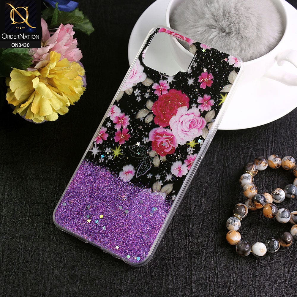 Oppo F17 Cover - Design 1 - New Floral Spring Bling Series Soft Tpu Case ( Glitter Does not Move )