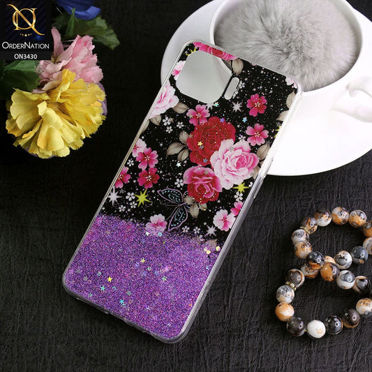 Oppo Reno 4F Cover - Design 1 - New Floral Spring Bling Series Soft Tpu Case ( Glitter Does not Move )