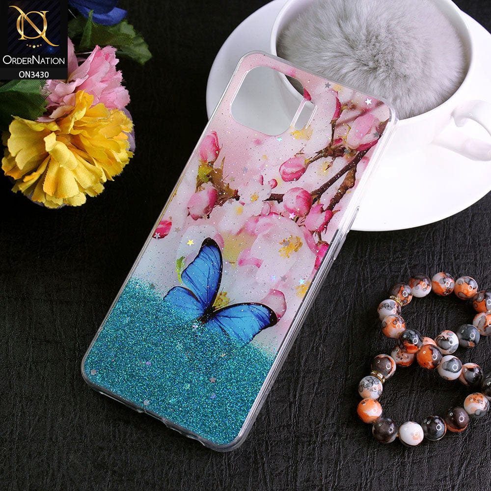 Oppo Reno 4 Lite Cover - Design 2 - New Floral Spring Bling Series Soft Tpu Case ( Glitter Does not Move )