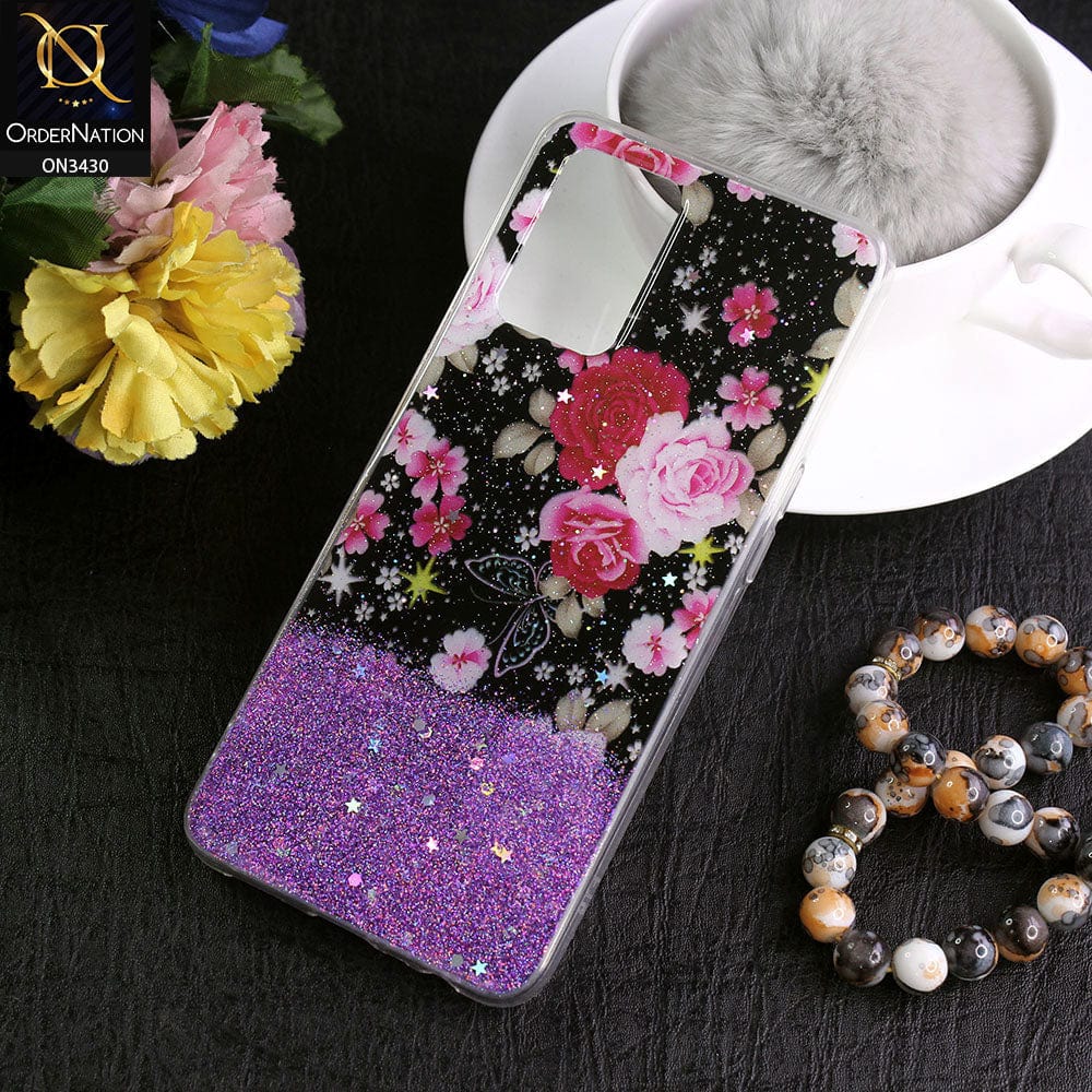 Oppo F19s Cover - Design 1 - New Floral Spring Bling Series Soft Tpu Case ( Glitter Does not Move )