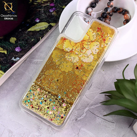 Samsung Galaxy M02s Cover - Design 12 - Trendy Cute Design Soft Silicone Bling Sparkle Moving  Liquid Glitter Case