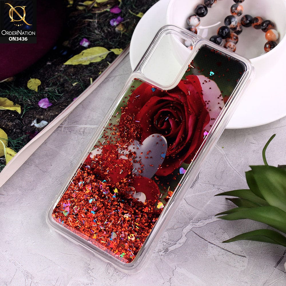Samsung Galaxy A03s Cover - Design 13 - Trendy Cute Design Soft Silicone Bling Sparkle Moving  Liquid Glitter Case