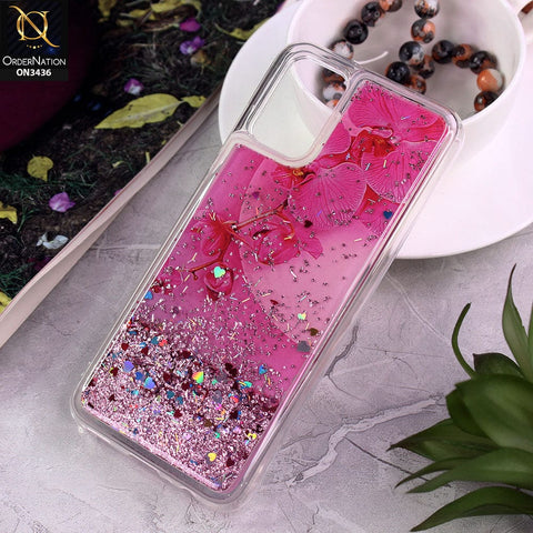Samsung Galaxy A02s Cover - Design 3 - Trendy Cute Design Soft Silicone Bling Sparkle Moving  Liquid Glitter Case