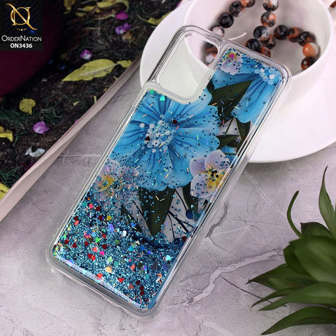 Samsung Galaxy M02s Cover - Design 4 - Trendy Cute Design Soft Silicone Bling Sparkle Moving  Liquid Glitter Case