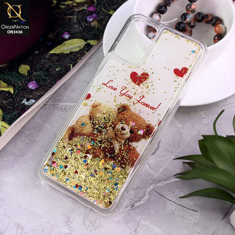 Samsung Galaxy M02s Cover - Design 7 - Trendy Cute Design Soft Silicone Bling Sparkle Moving  Liquid Glitter Case