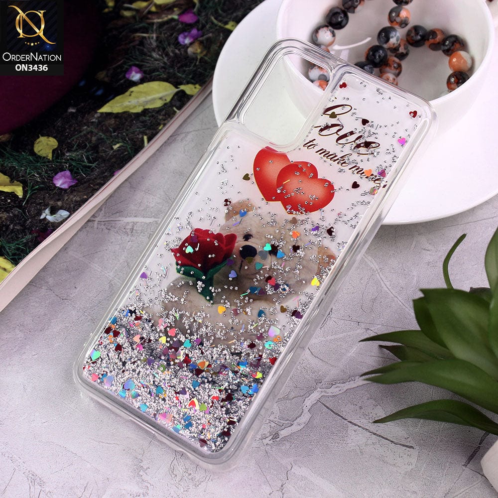 Samsung Galaxy A02s Cover - Design 8 - Trendy Cute Design Soft Silicone Bling Sparkle Moving  Liquid Glitter Case