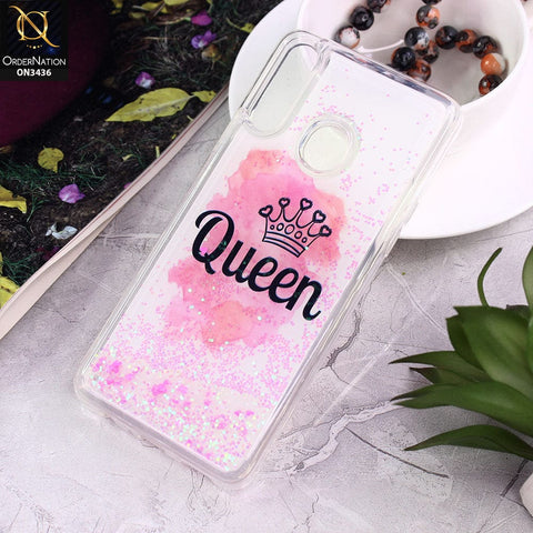 Samsung Galaxy A20s Cover - Design 1 - Trendy Cute Design Soft Silicone Bling Sparkle Moving  Liquid Glitter Case