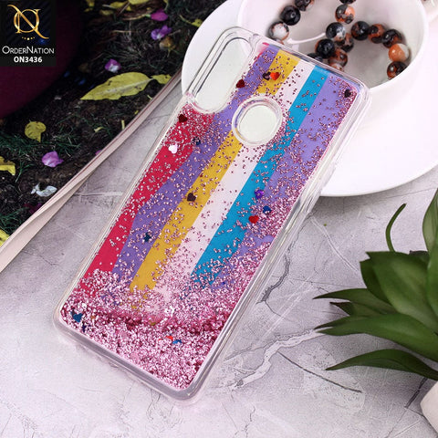 Samsung Galaxy A20s Cover - Design 2 - Trendy Cute Design Soft Silicone Bling Sparkle Moving  Liquid Glitter Case