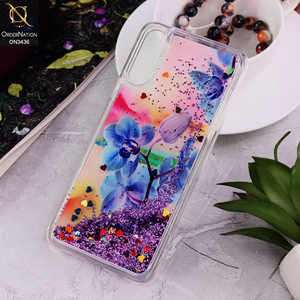 Samsung Galaxy A70s Cover - Design 2 - Trendy Cute Design Soft Silicone Bling Sparkle Moving  Liquid Glitter Case