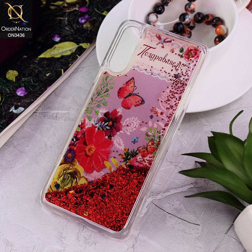 Samsung Galaxy A70 Cover - Design 3 - Trendy Cute Design Soft Silicone Bling Sparkle Moving  Liquid Glitter Case