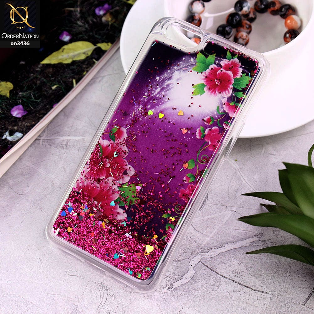 Oppo A71 Cover - Design 5 - Trendy Cute Design Soft Silicone Bling Sparkle Moving  Liquid Glitter Case