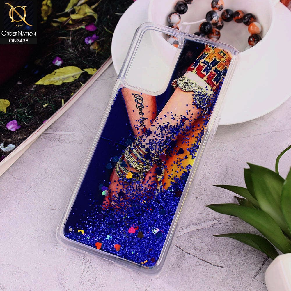 Oppo A76 Cover - Design 13 - Trendy Cute Design Soft Silicone Bling Sparkle Moving  Liquid Glitter Case