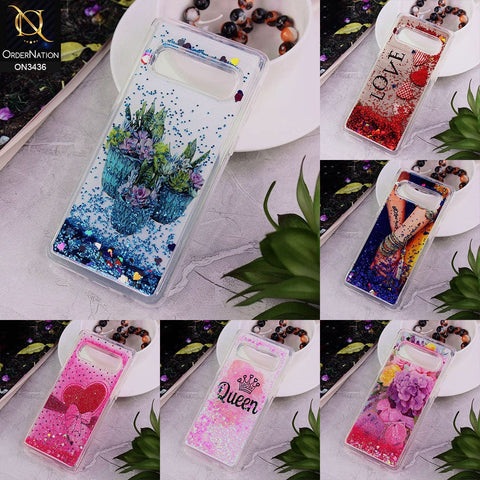 Samsung Galaxy S10 Cover - Design 4 - Trendy Cute Design Soft Silicone Bling Sparkle Moving  Liquid Glitter Case