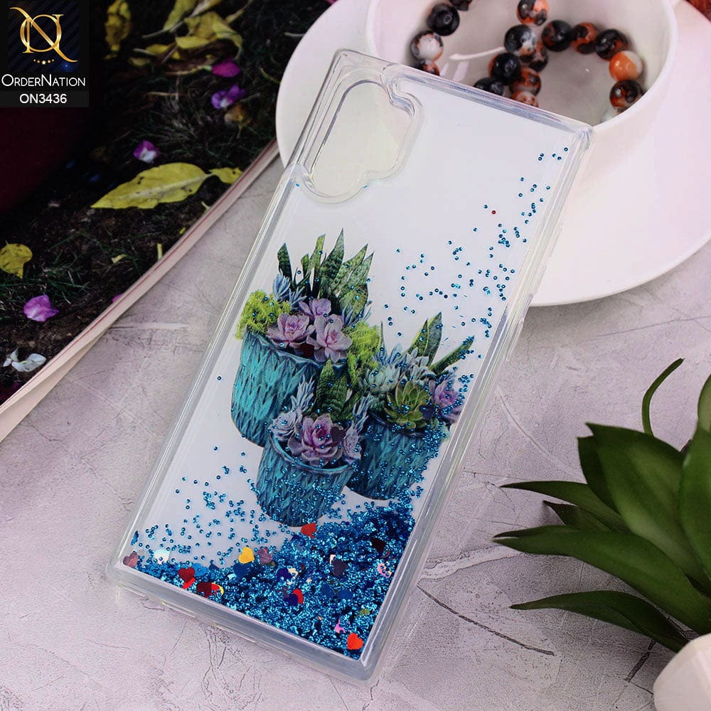 Samsung Galaxy Note 10 Plus Cover - Design 10 - Trendy Cute Design Soft Silicone Bling Sparkle Moving  Liquid Glitter Case
