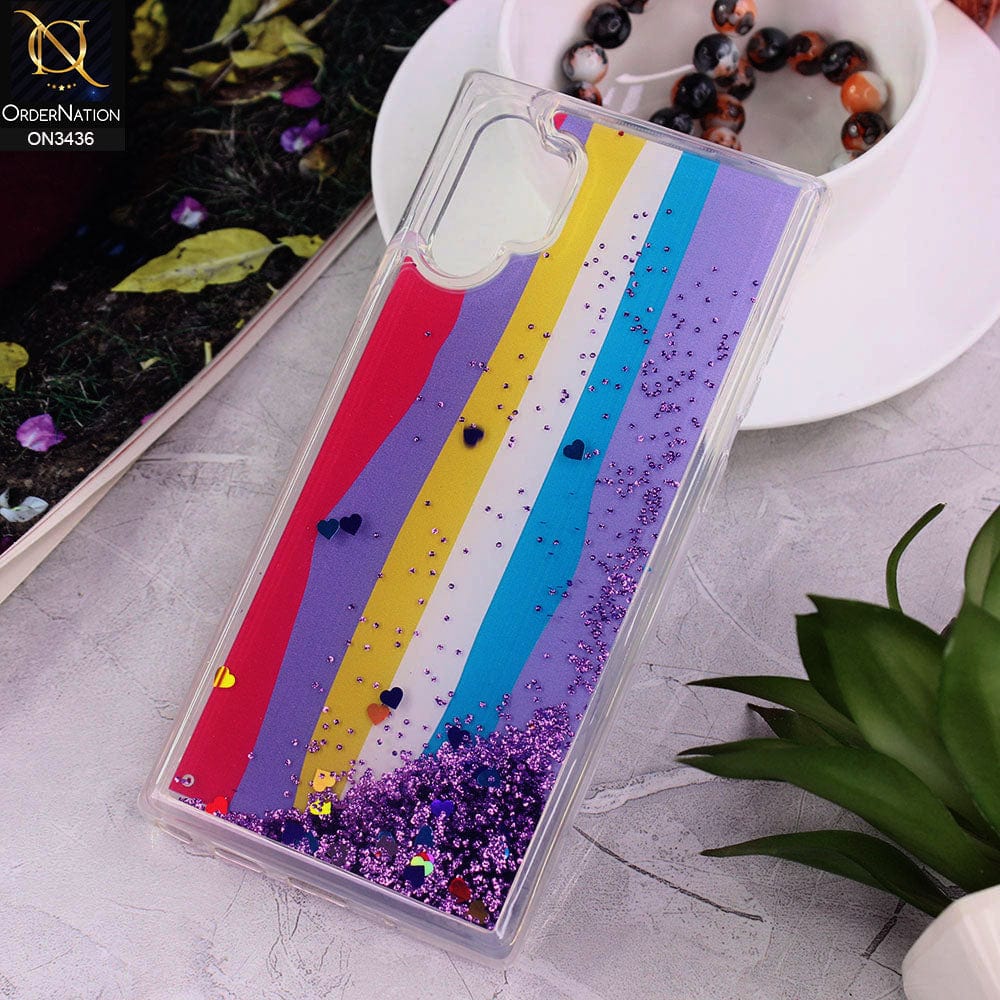Samsung Galaxy Note 10 Plus Cover - Design 11 - Trendy Cute Design Soft Silicone Bling Sparkle Moving  Liquid Glitter Case
