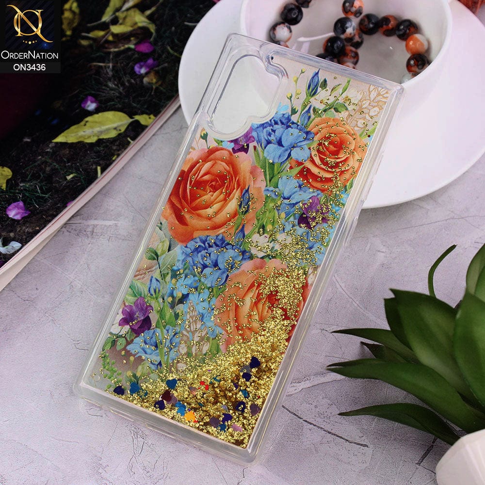 Samsung Galaxy Note 10 Plus Cover - Design 12 - Trendy Cute Design Soft Silicone Bling Sparkle Moving  Liquid Glitter Case