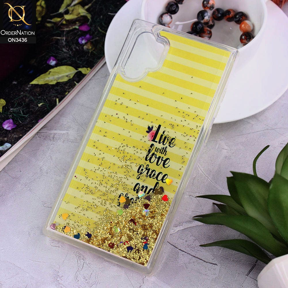 Samsung Galaxy Note 10 Plus Cover - Design 13 - Trendy Cute Design Soft Silicone Bling Sparkle Moving  Liquid Glitter Case