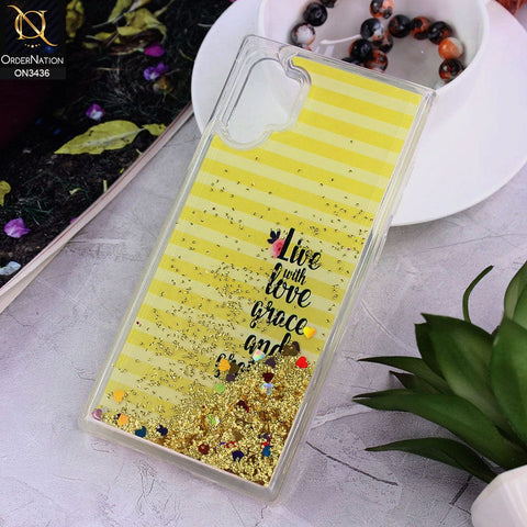Samsung Galaxy Note 10 Plus Cover - Design 13 - Trendy Cute Design Soft Silicone Bling Sparkle Moving  Liquid Glitter Case