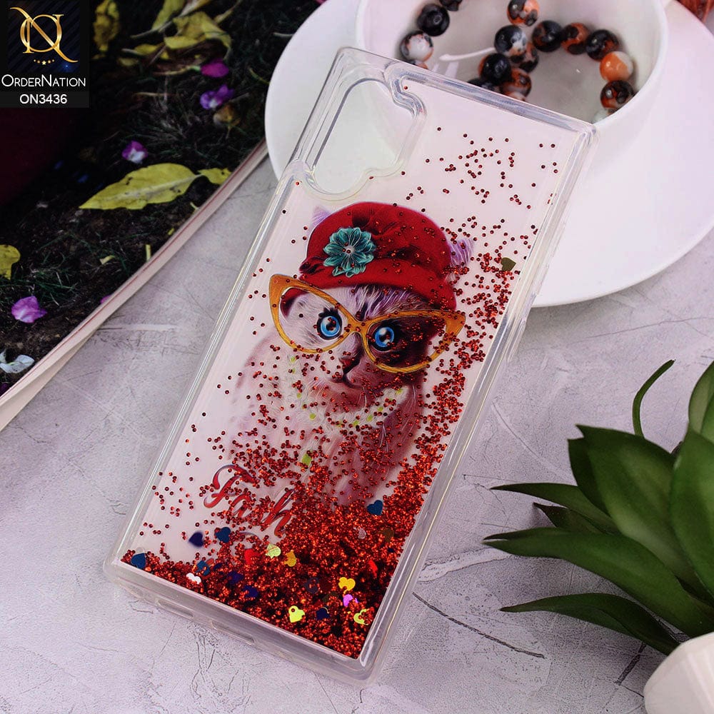 Samsung Galaxy Note 10 Plus Cover - Design 14 - Trendy Cute Design Soft Silicone Bling Sparkle Moving  Liquid Glitter Case