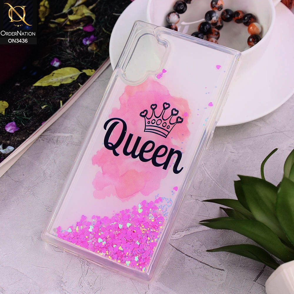 Samsung Galaxy Note 10 Plus Cover - Design 3 - Trendy Cute Design Soft Silicone Bling Sparkle Moving  Liquid Glitter Case