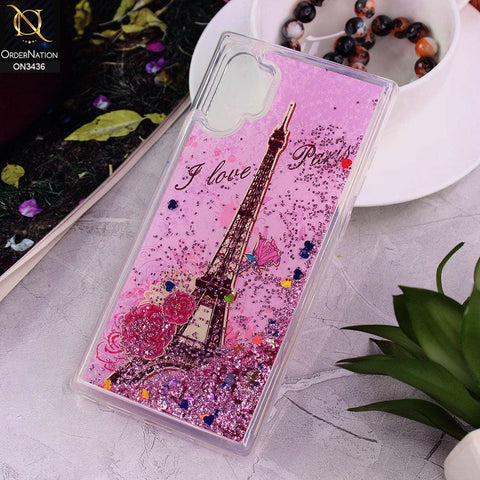 Samsung Galaxy Note 10 Plus Cover - Design 4 - Trendy Cute Design Soft Silicone Bling Sparkle Moving  Liquid Glitter Case
