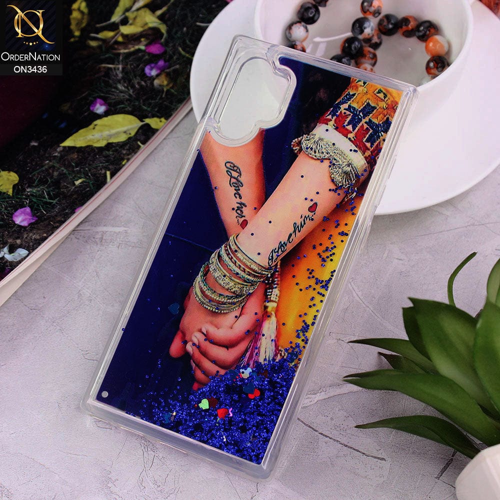 Samsung Galaxy Note 10 Plus Cover - Design 6 - Trendy Cute Design Soft Silicone Bling Sparkle Moving  Liquid Glitter Case