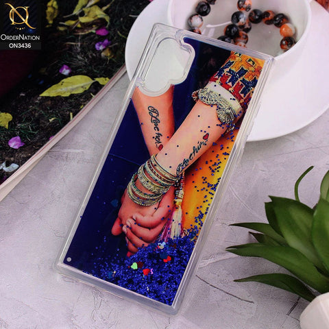 Samsung Galaxy Note 10 Plus Cover - Design 6 - Trendy Cute Design Soft Silicone Bling Sparkle Moving  Liquid Glitter Case