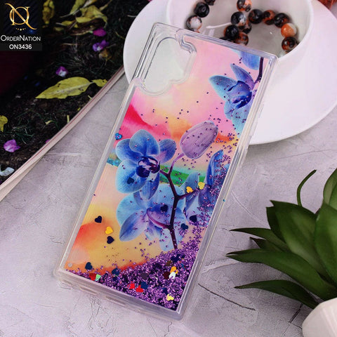 Samsung Galaxy Note 10 Plus Cover - Design 7 - Trendy Cute Design Soft Silicone Bling Sparkle Moving  Liquid Glitter Case