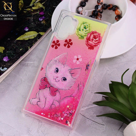 Samsung Galaxy Note 10 Plus Cover - Design 8 - Trendy Cute Design Soft Silicone Bling Sparkle Moving  Liquid Glitter Case