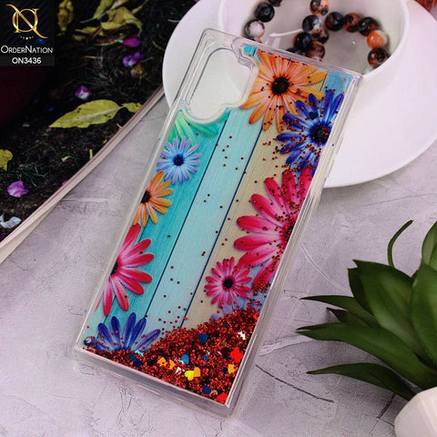 Samsung Galaxy Note 10 Plus Cover - Design 9 - Trendy Cute Design Soft Silicone Bling Sparkle Moving  Liquid Glitter Case