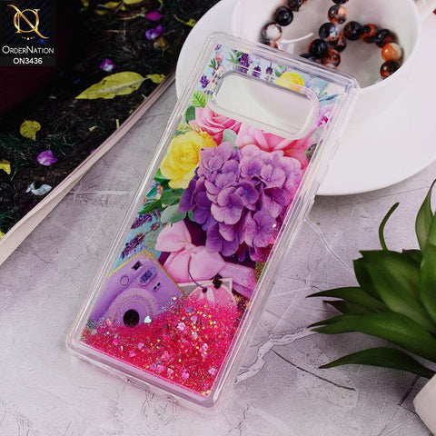 Samsung Galaxy Note 8 Cover - Design 11 - Trendy Cute Design Soft Silicone Bling Sparkle Moving  Liquid Glitter Case