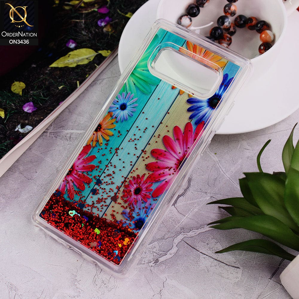 Samsung Galaxy Note 8 Cover - Design 1 - Trendy Cute Design Soft Silicone Bling Sparkle Moving  Liquid Glitter Case