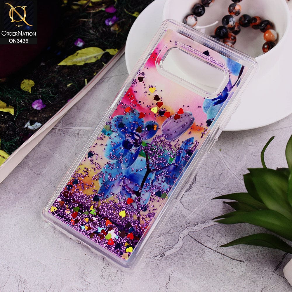 Samsung Galaxy Note 8 Cover - Design 3 - Trendy Cute Design Soft Silicone Bling Sparkle Moving  Liquid Glitter Case