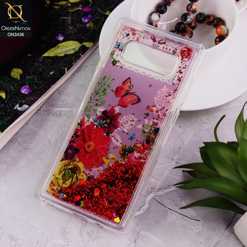 Samsung Galaxy Note 8 Cover - Design 4 - Trendy Cute Design Soft Silicone Bling Sparkle Moving  Liquid Glitter Case