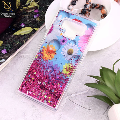 Samsung Galaxy Note 9 Cover - Design 9 - Trendy Cute Design Soft Silicone Bling Sparkle Moving  Liquid Glitter Case