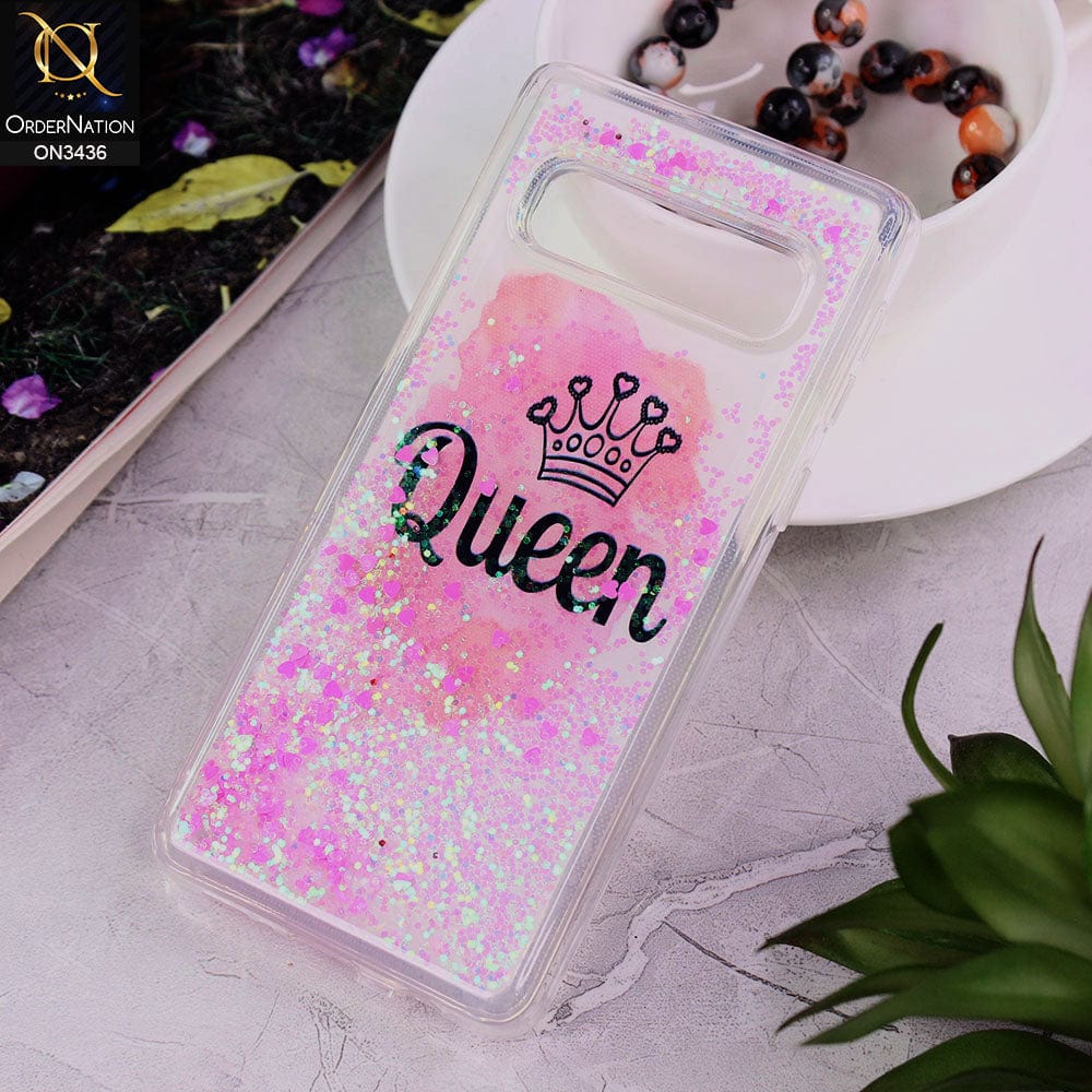 Samsung Galaxy S10 Cover - Design 2 - Trendy Cute Design Soft Silicone Bling Sparkle Moving  Liquid Glitter Case