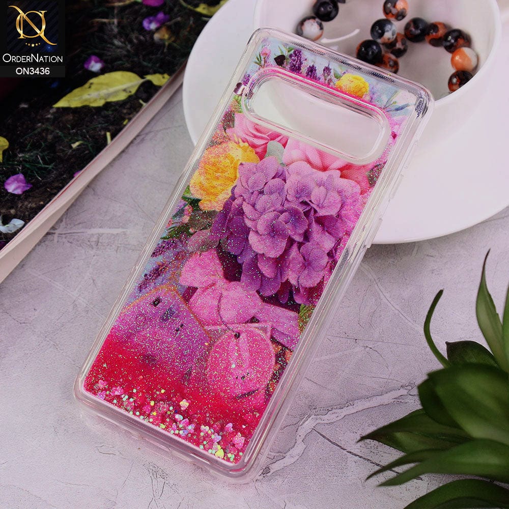 Samsung Galaxy S10 Cover - Design 4 - Trendy Cute Design Soft Silicone Bling Sparkle Moving  Liquid Glitter Case