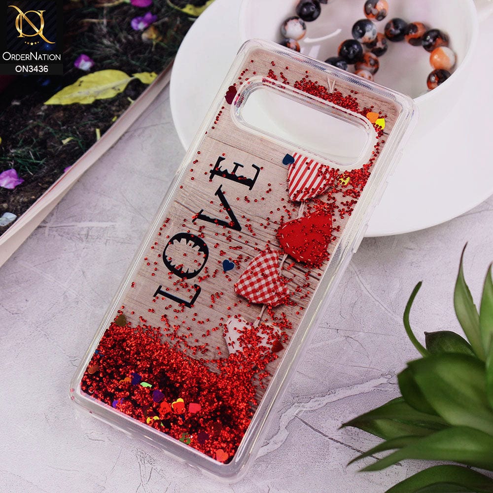 Samsung Galaxy S10 Cover - Design 6 - Trendy Cute Design Soft Silicone Bling Sparkle Moving  Liquid Glitter Case
