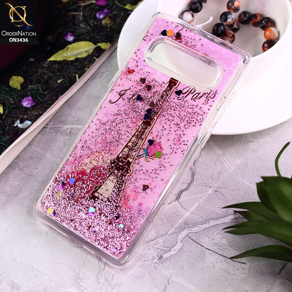Samsung Galaxy S10 Plus Cover - Design 13 - Trendy Cute Design Soft Silicone Bling Sparkle Moving  Liquid Glitter Case