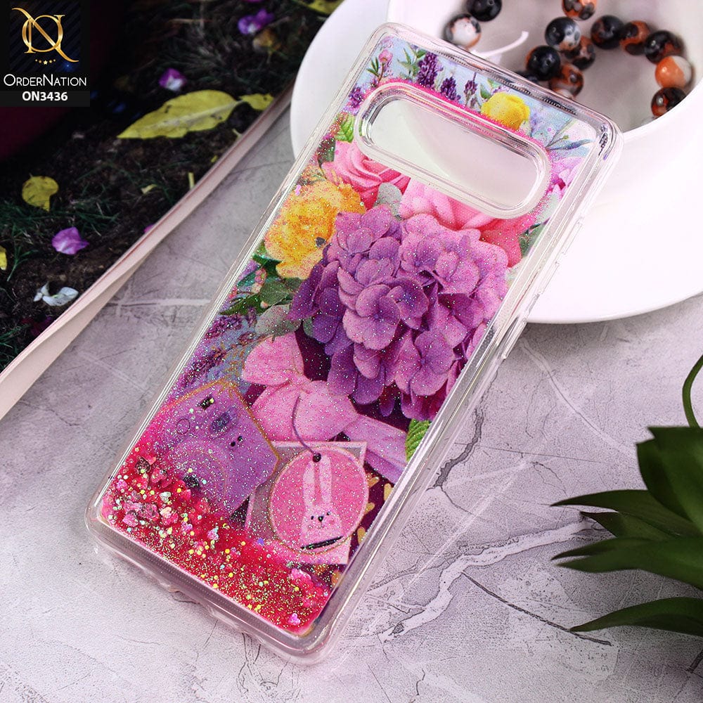 Samsung Galaxy S10 Plus Cover - Design 1 - Trendy Cute Design Soft Silicone Bling Sparkle Moving  Liquid Glitter Case
