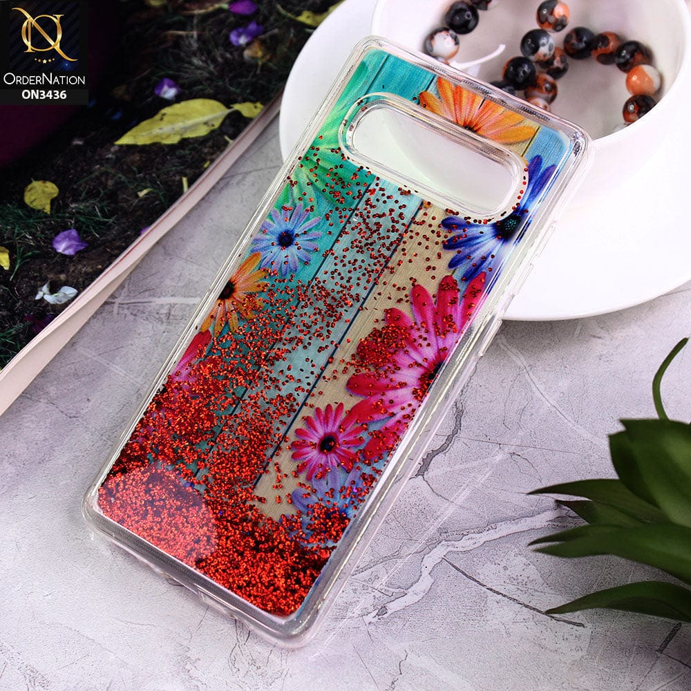 Samsung Galaxy S10 Plus Cover - Design 6 - Trendy Cute Design Soft Silicone Bling Sparkle Moving  Liquid Glitter Case