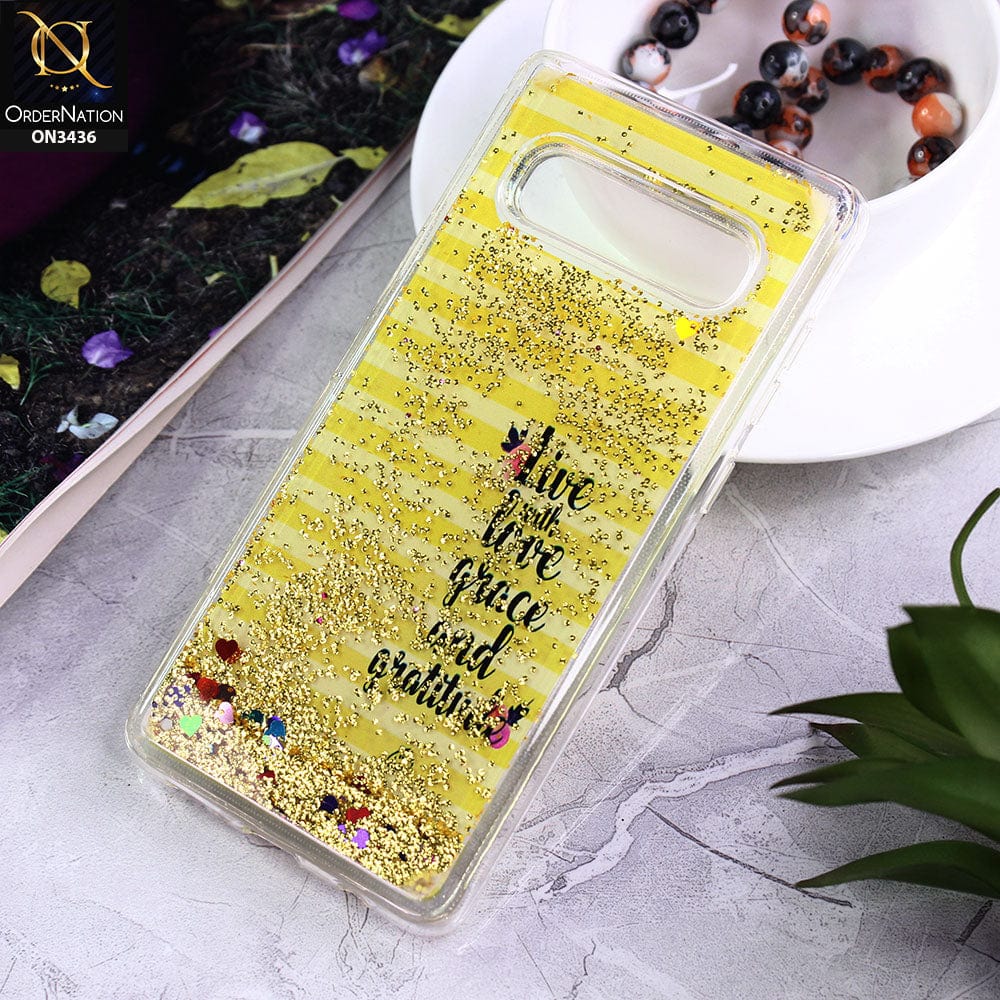 Samsung Galaxy S10 Plus Cover - Design 7 - Trendy Cute Design Soft Silicone Bling Sparkle Moving  Liquid Glitter Case