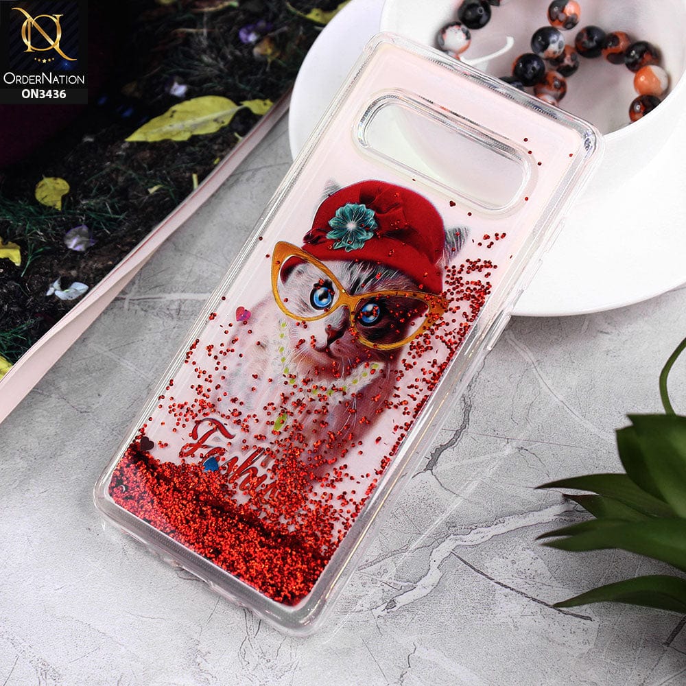 Samsung Galaxy S10 Plus Cover - Design 9 - Trendy Cute Design Soft Silicone Bling Sparkle Moving  Liquid Glitter Case